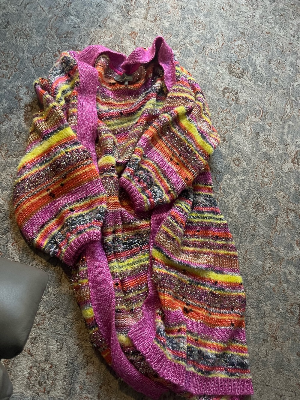 Anthropologie Pink Multi-Color Long Open Cardigan Juliette - Picture 6 of 9
